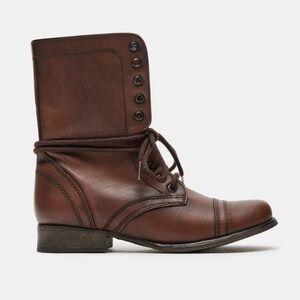 Steve Madden Combat Boots Brown Leather